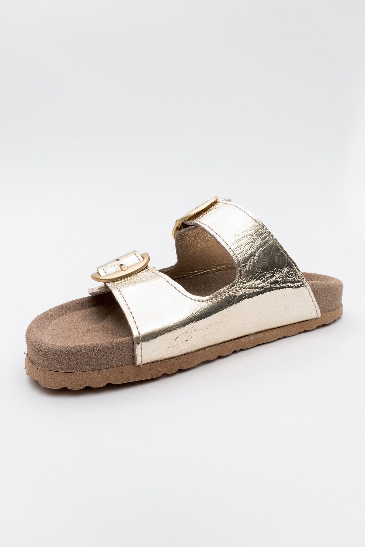 دمپایی طلایی زنانه Ovesta Gold Goloine چرمی Double Band Dlippers luvishoes