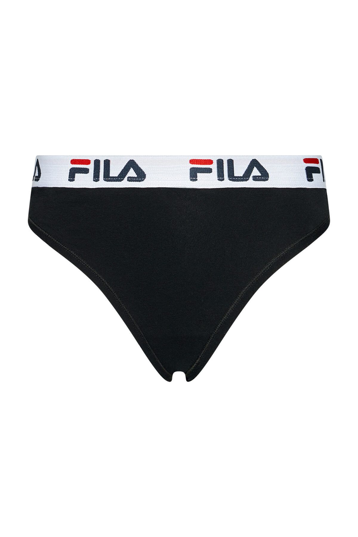 Fila Damen String - Normal Bel, breiter Logo-Bund, Baumwolle, einfarbig