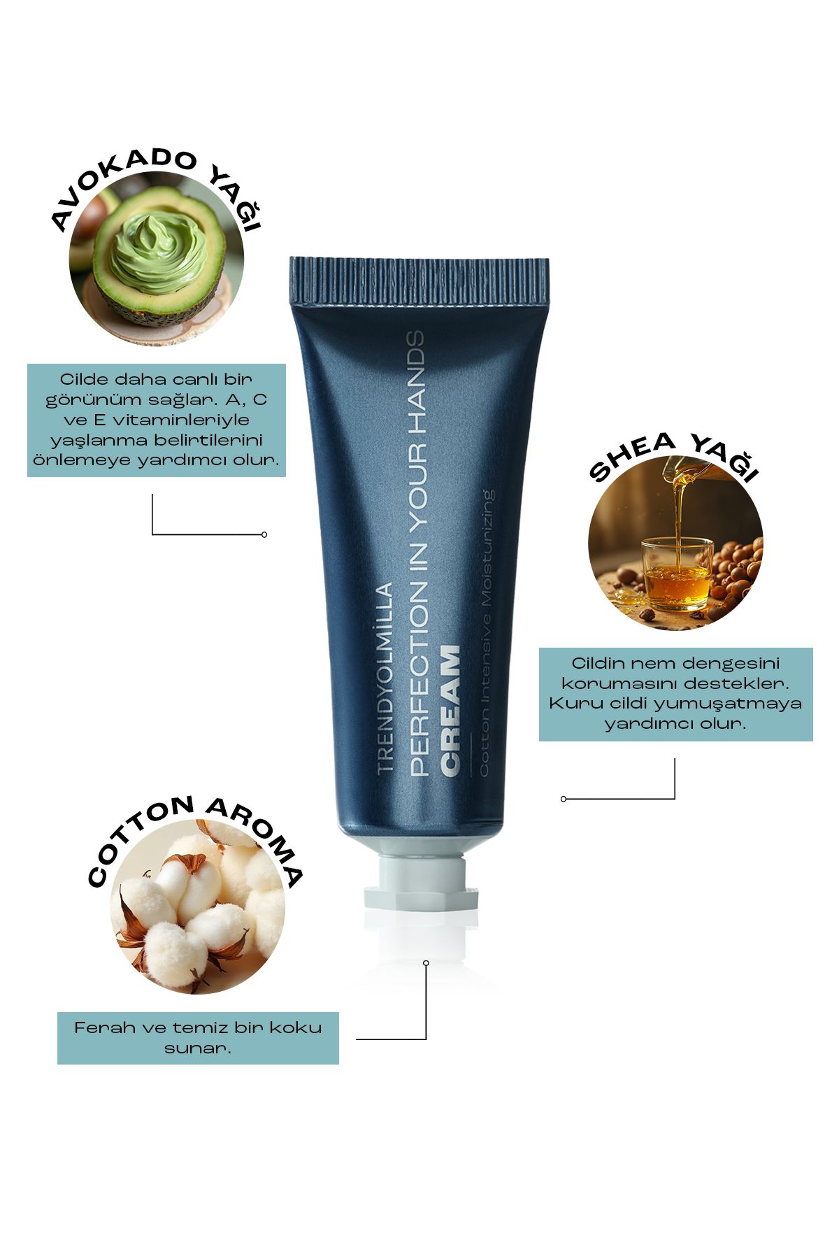 Trendyolmilla Beauty-Cremă de mâini hidratantă intensă cu avocado și unt de shea - floare de bumbac TKZAW25EC00001 3