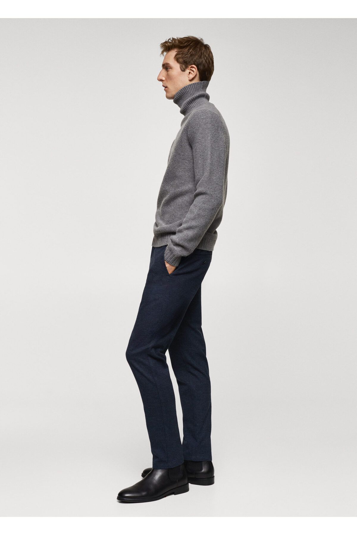MANGO Woman-Navy Blue Men's Trousers 67100635 4