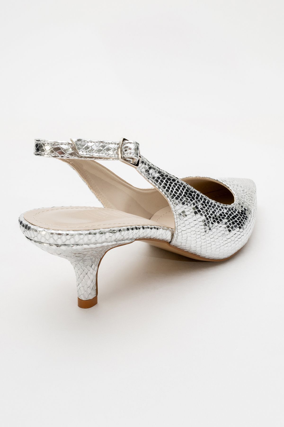 کفش پاشنه کلاسیک نقرهای زنانه با الگوی نقره ای های Heep luvishoes