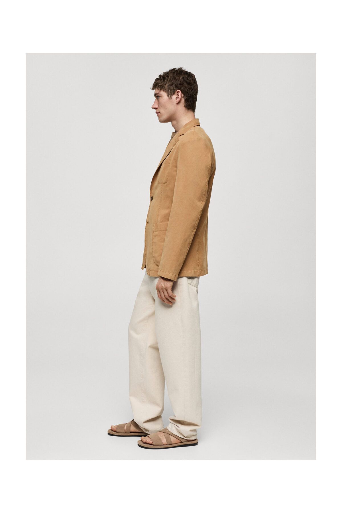 MANGO Man-Slim fit lněný blejzr ze směsi bavlny 5