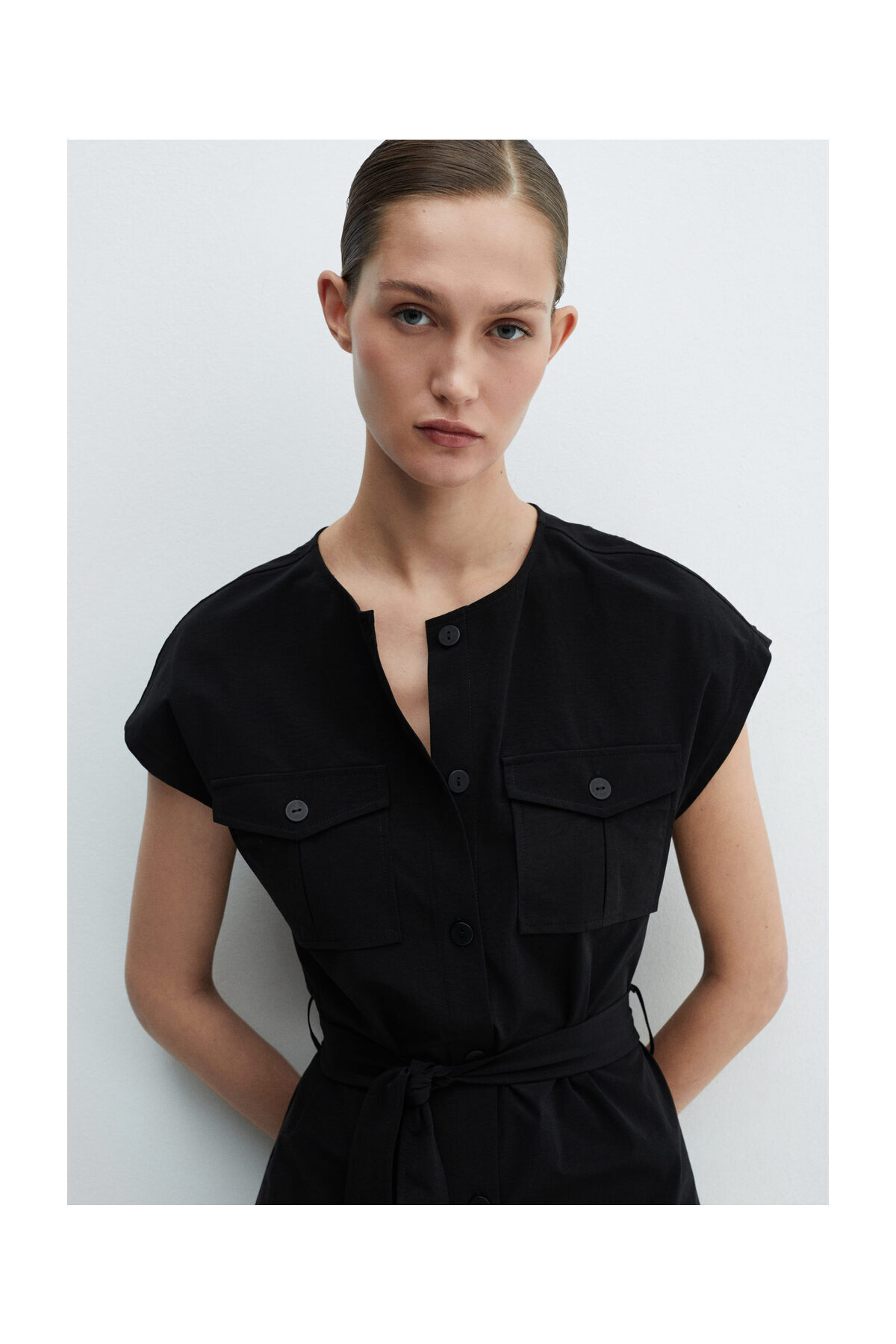 MANGO Woman-Rochie cu buzunare si detaliu fundita 3