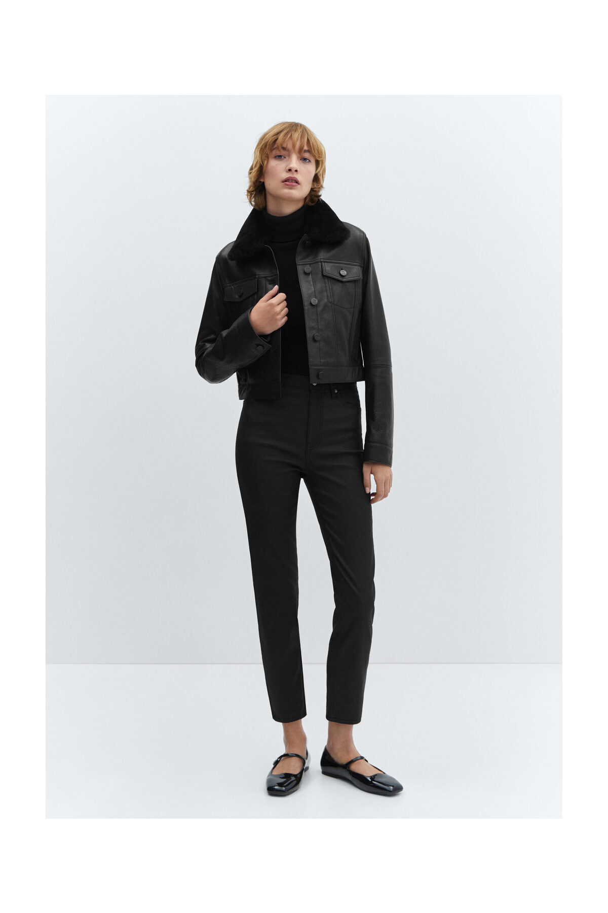 MANGO Woman-Claudia waxed slim-fit cropped jeans 6