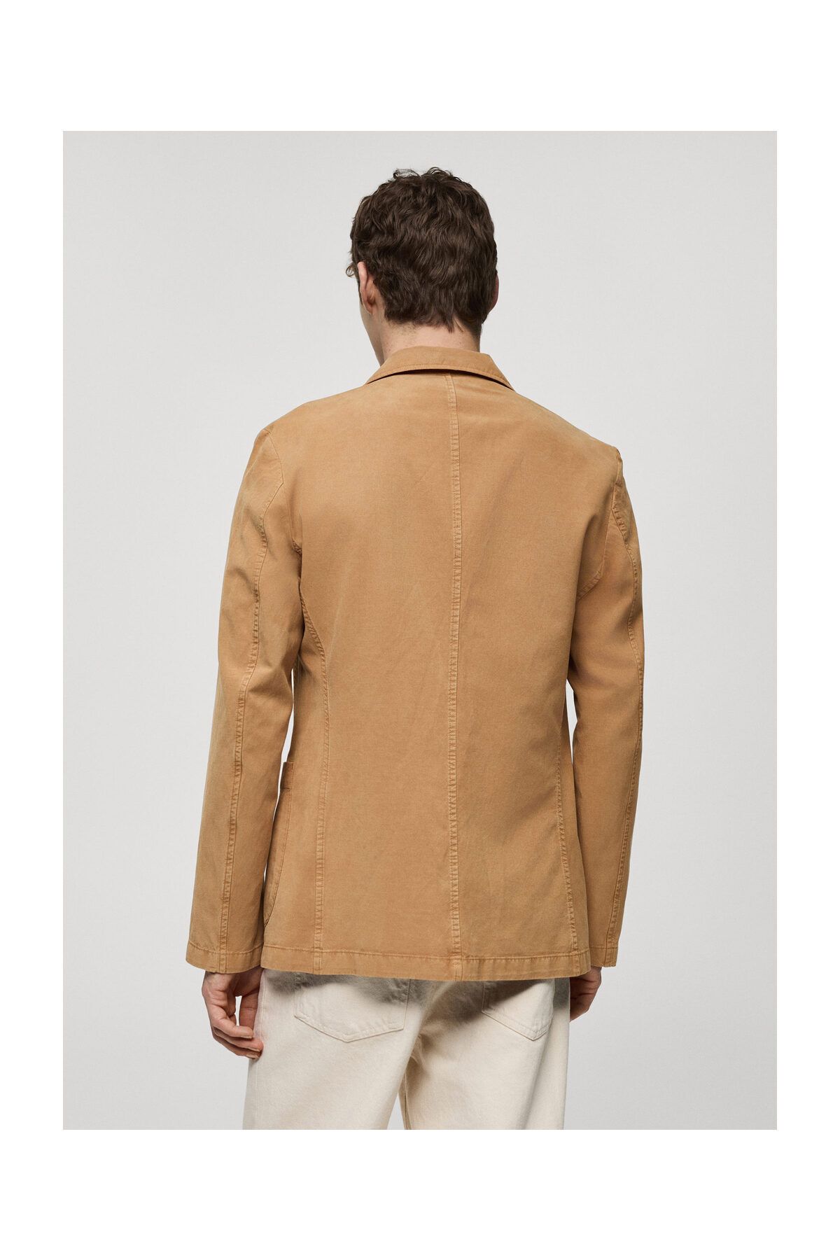 MANGO Man-Slim fit lněný blejzr ze směsi bavlny 7