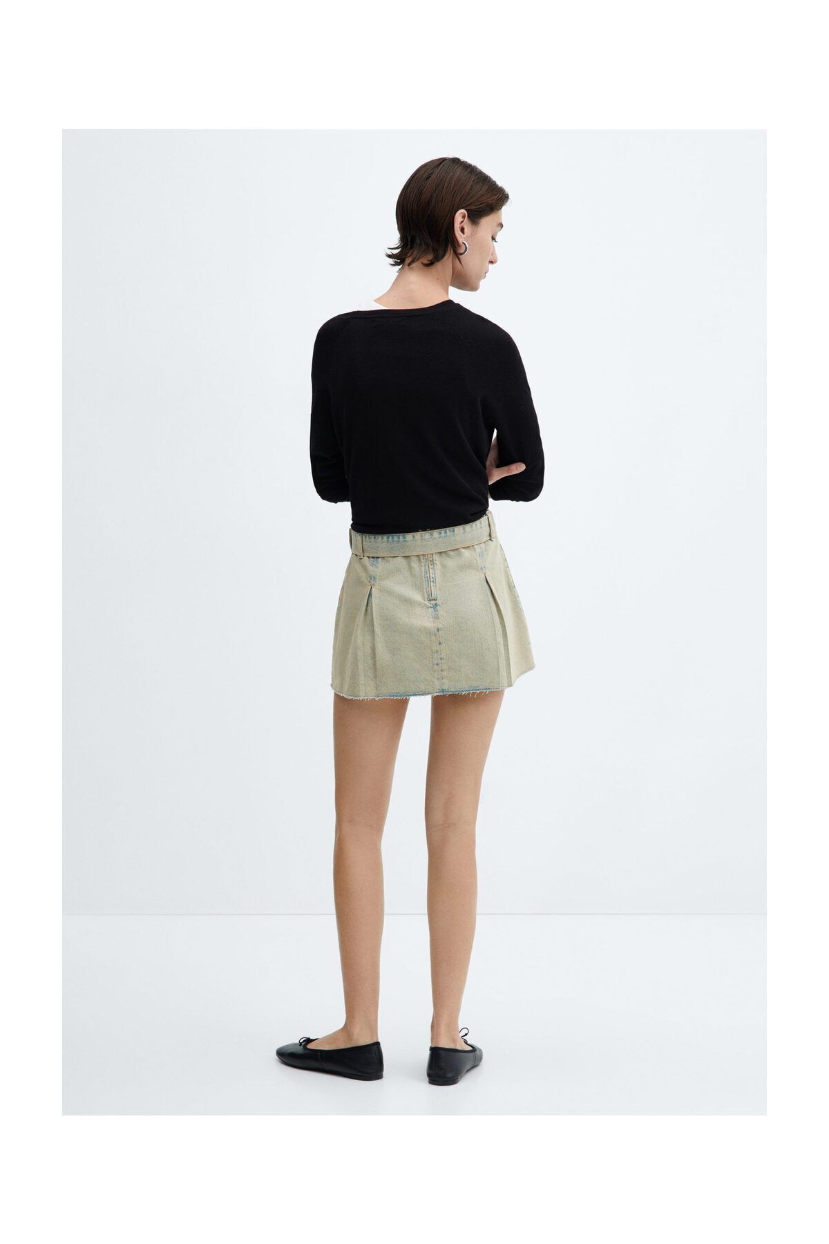 MANGO Woman-Denim mini-skirt with belt 7