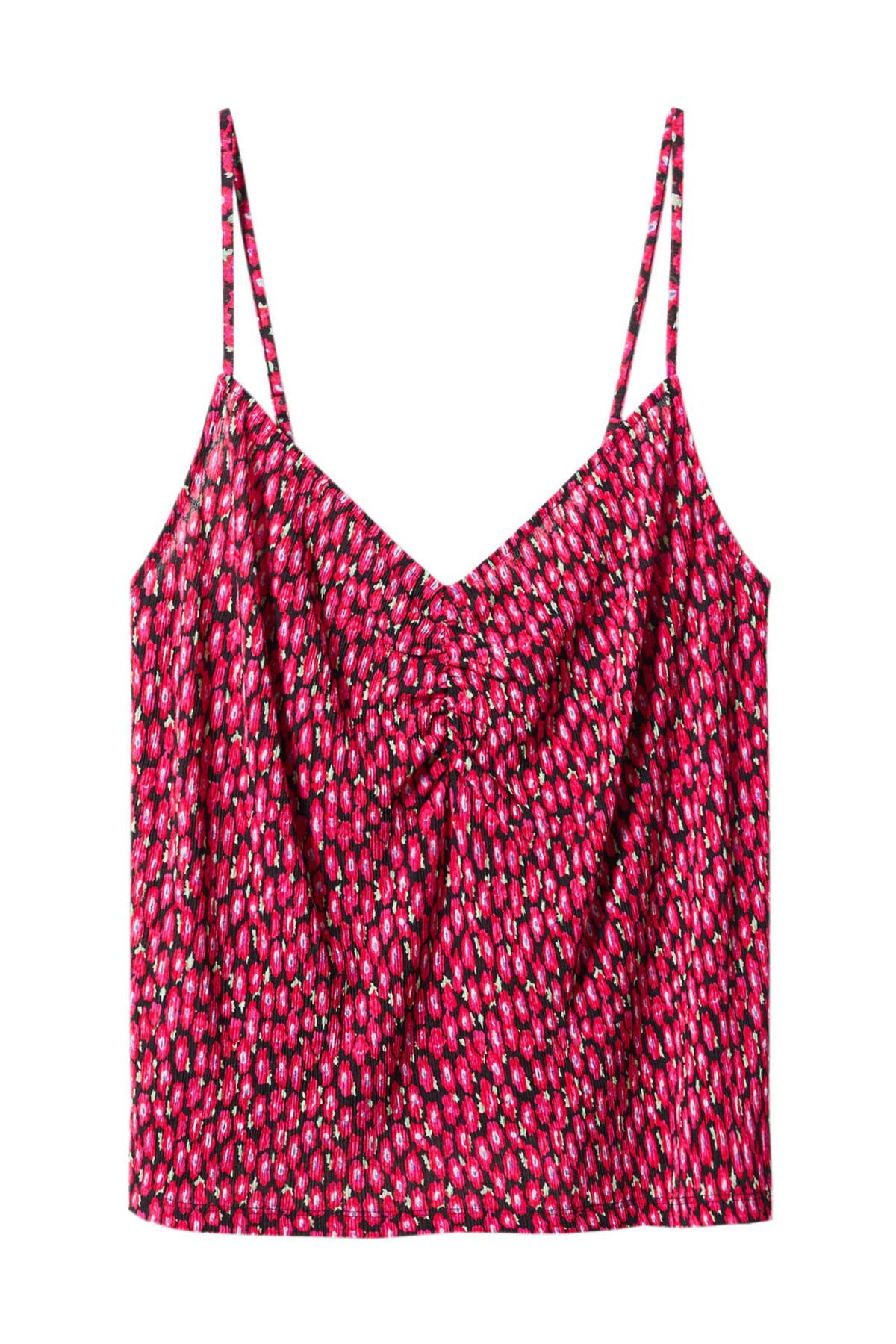 MANGO Woman-Print ruched top 2