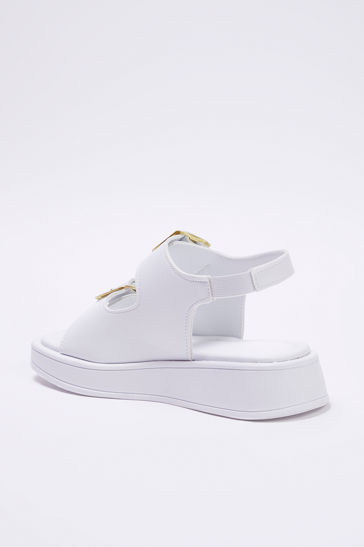 TRENDYOL SHOES-White Double Buckle Women's Thick Sole Sandals Takaw25Sd00000 6