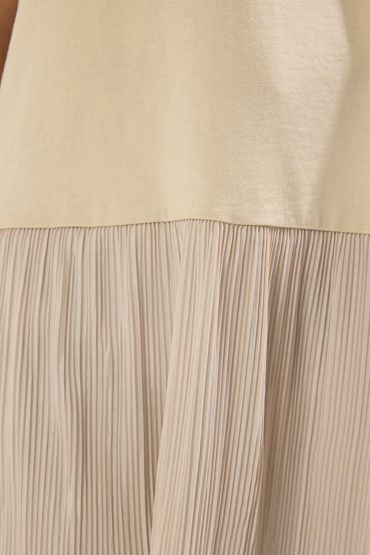 Trendyol Modest-Béžová sukně - Pletená halenka bez rukávů 3