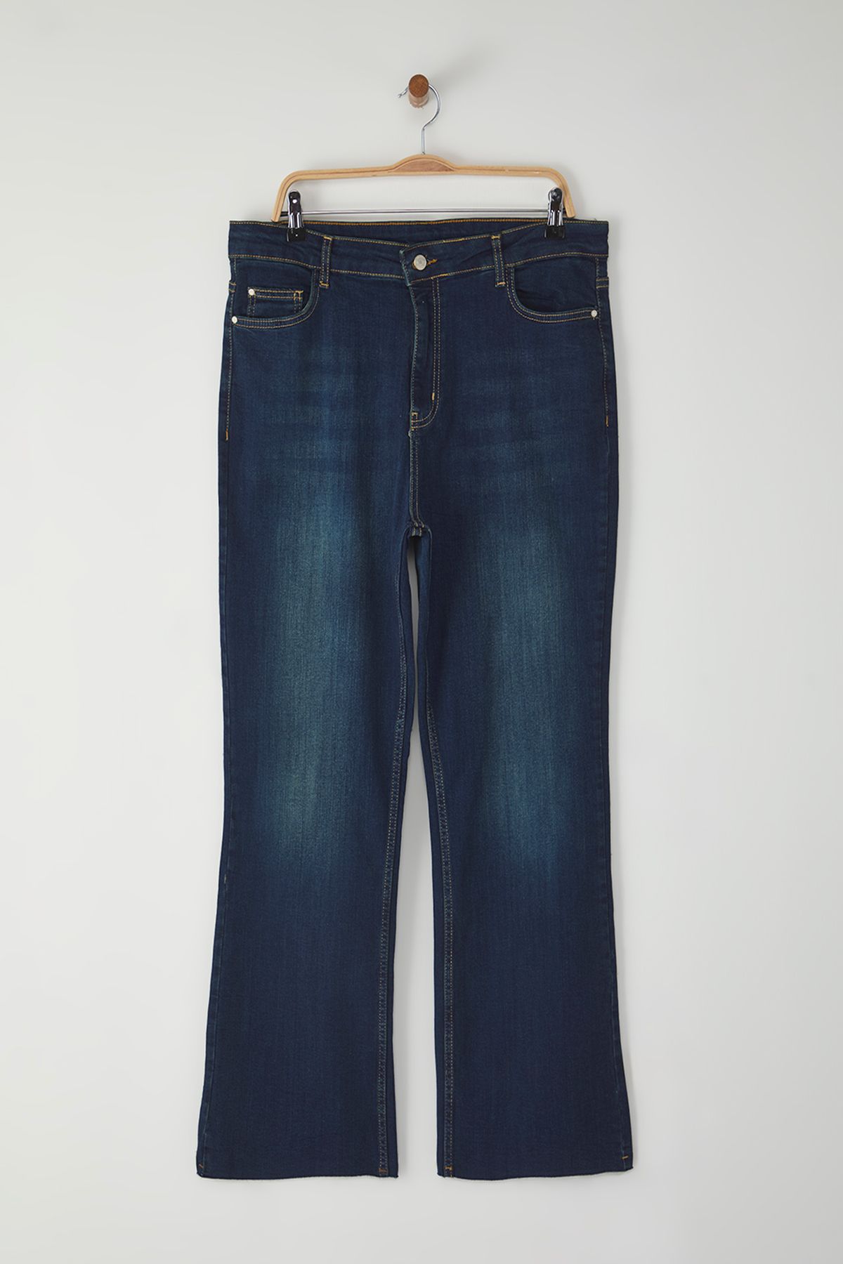 Trendyol Curve-Blue High Waist Straight Fit Large Size Jeans Tbbss25Cj00033 5