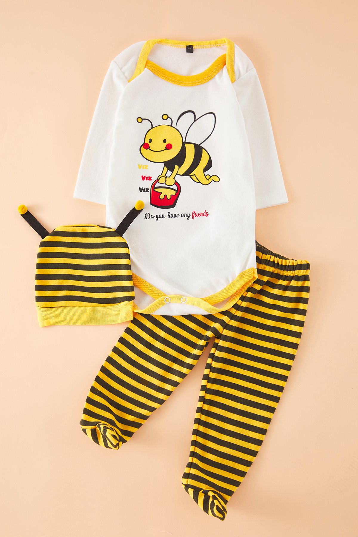 TRENDYOLKIDS Żółty, Prążkowany, Dzianinowy Kombinezon Z Górą I Dołem Tkdss25au00124 Unisex - 6–9 months