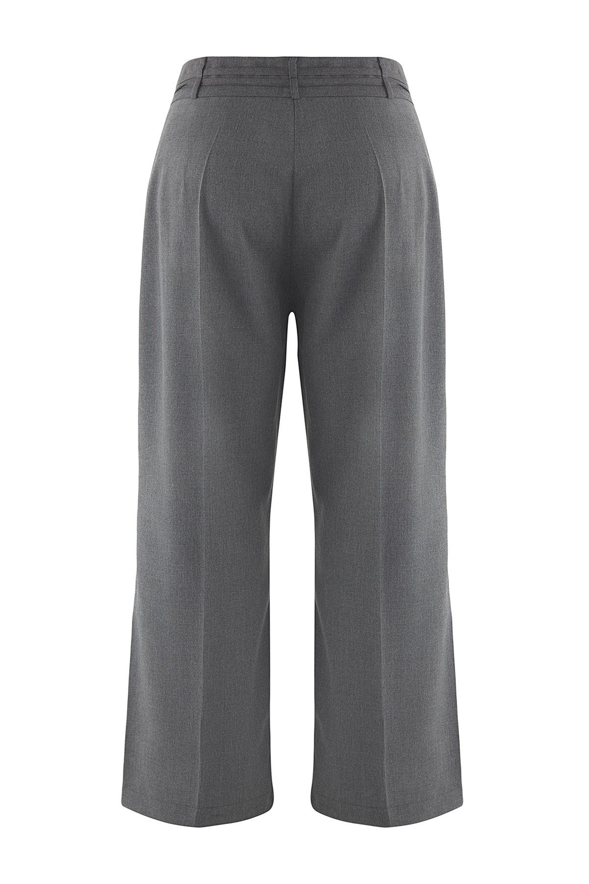 Trendyol Curve-بنطلون رمادي برباط علوي منسوج مقاس كبير TBBSS25AR00049 7