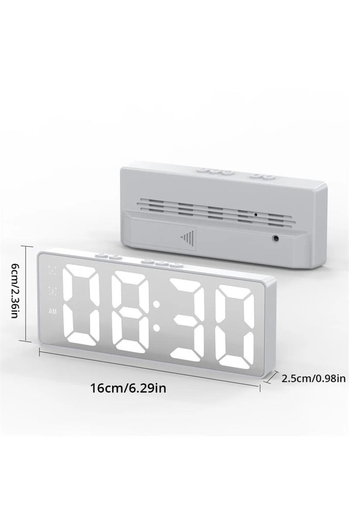 Choice-Square white LED Mirror Table Clock Digital Alarm Snooze Display Time Desktop Electronic Table Clock 1