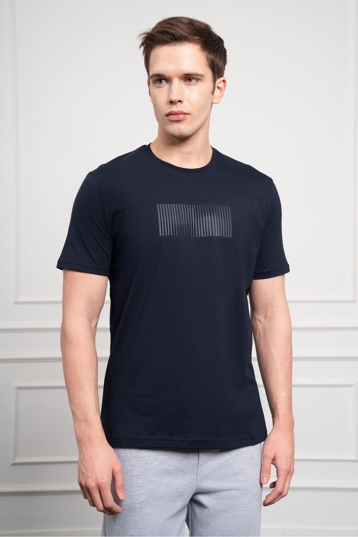 Morven-Tricou pentru bărbați, albastru bleumarin, din bumbac, cu croiala dinamică 3