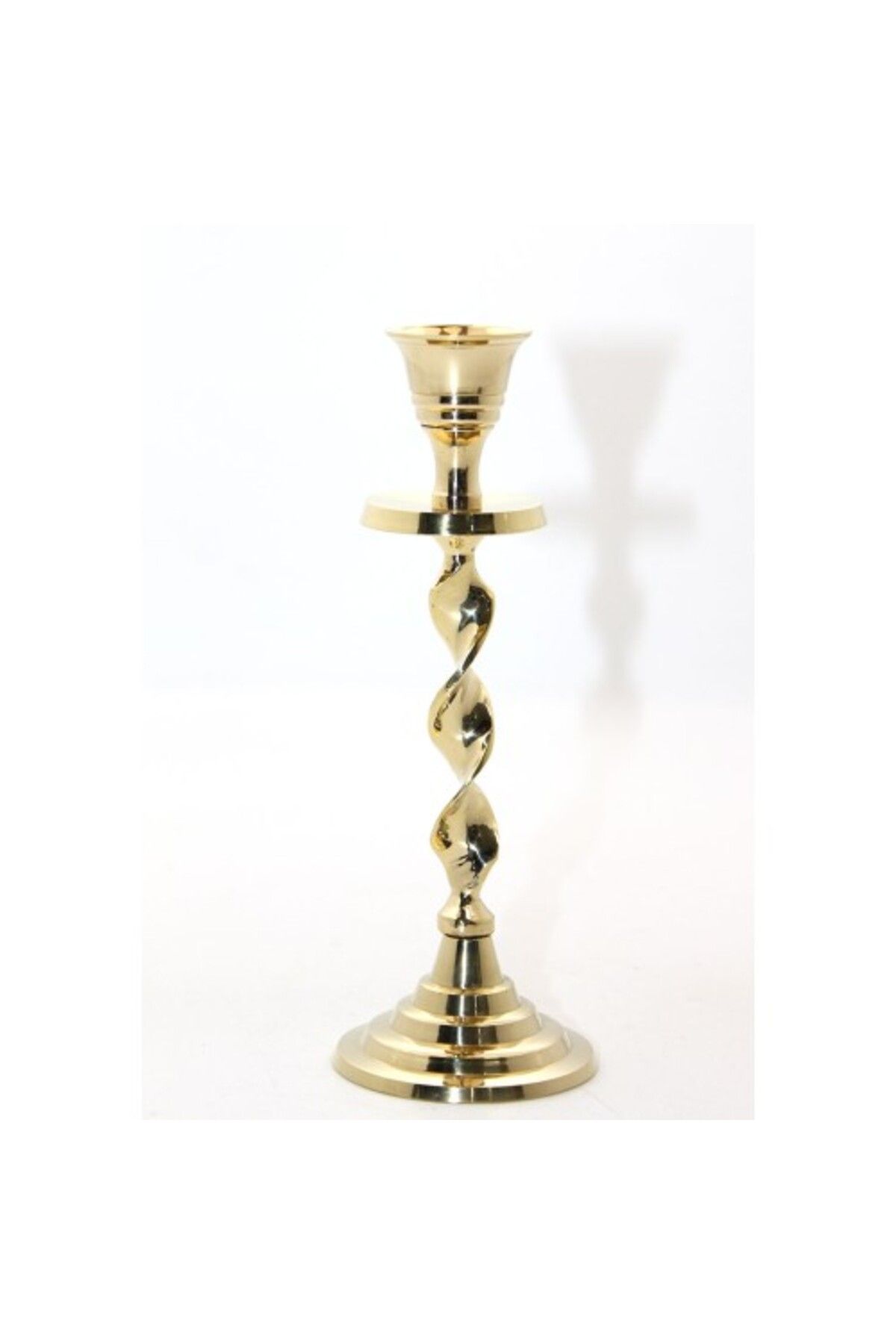 Mu Art Ahşap Tekli Pirinç Şamdan Model 2