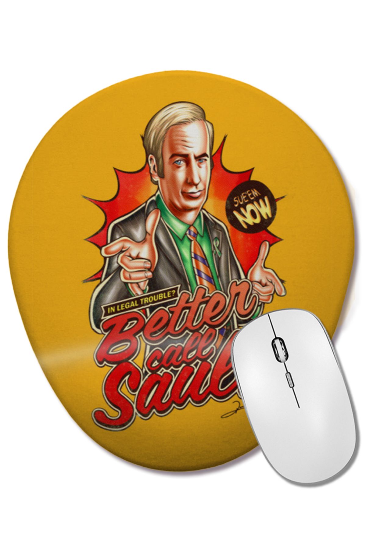 BASKI DÜNYASI-Saul Goodman Better Call Saul Wrist Supported Oval Mouse Pad 1
