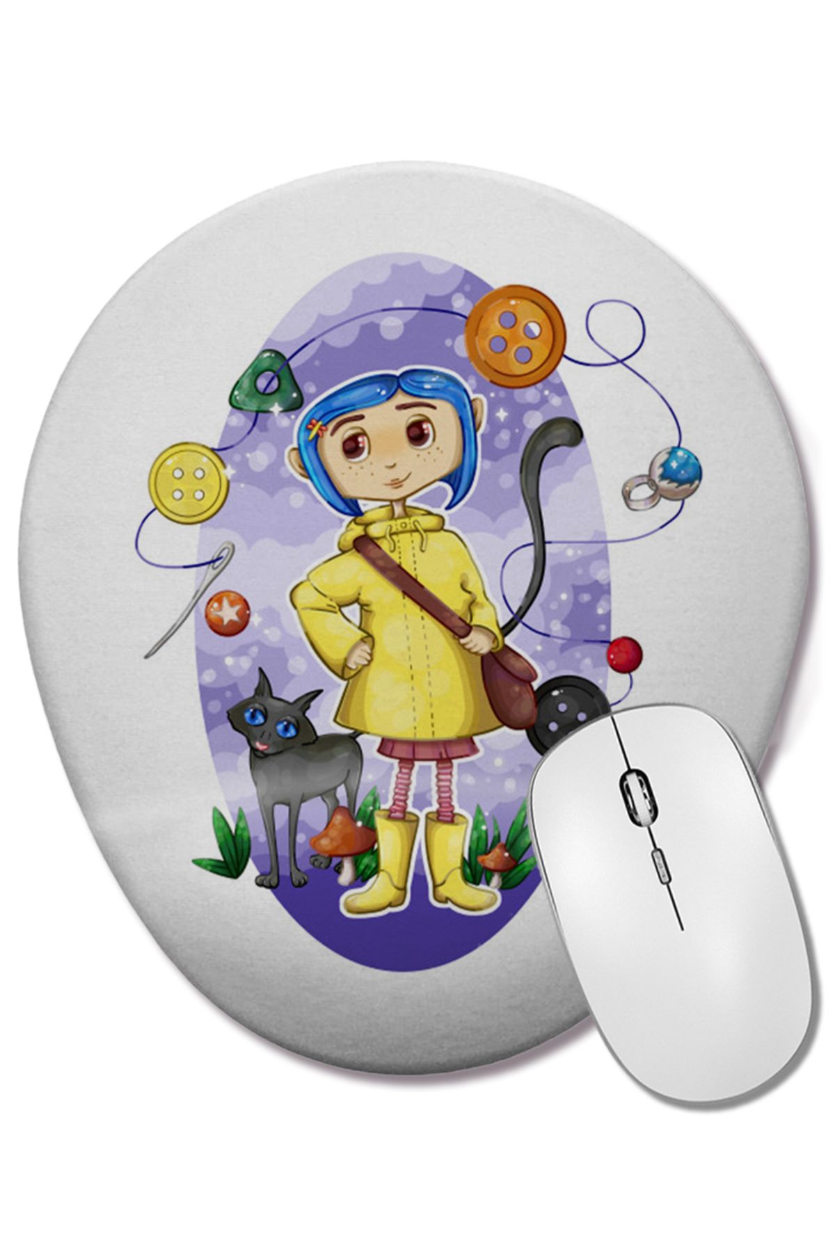 BASKI DÜNYASI-Coraline Jones 01 Oval Mouse Pad with Wrist Rest 1
