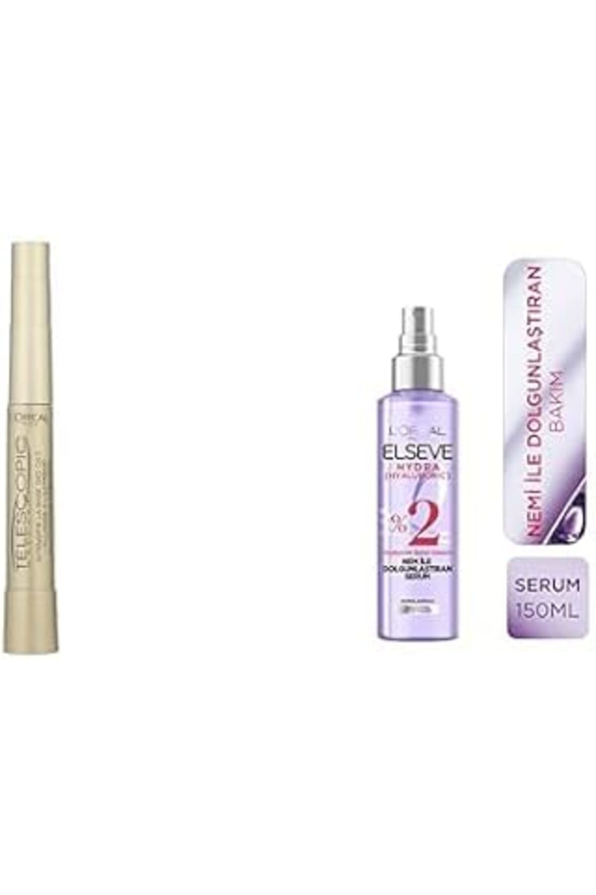 NZM TİCARET L’Oréal Paris Telescopic Maskara - Siyah + Ra (Hyaluronic) Nem Ile Dolgunlaştıran Serum (