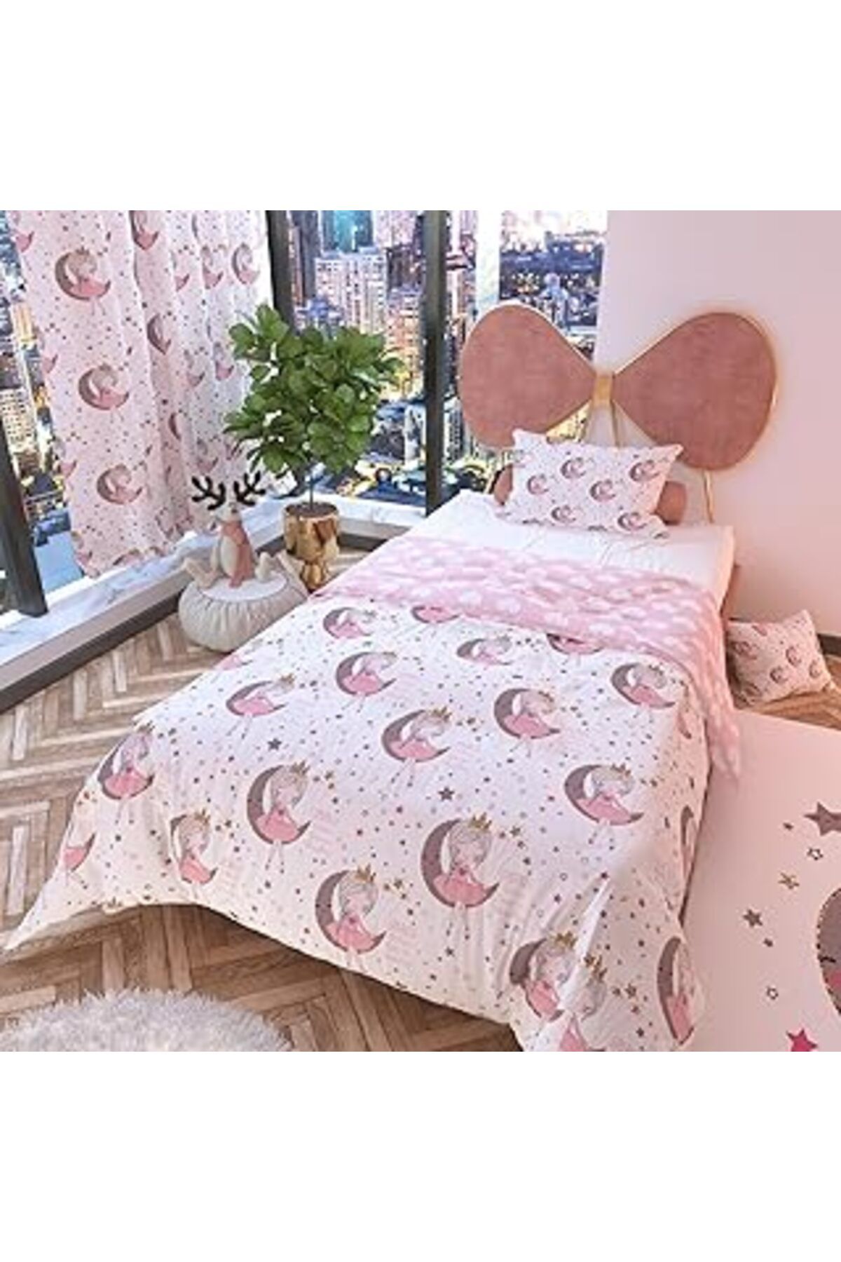 ShopZum Rivaistanbul Ay Kız Beyaz Çift Taraflı Nevresim Takımı Polycotton