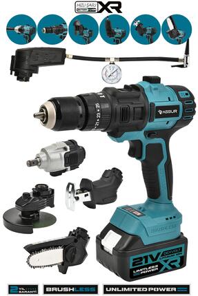 ASSUR 21v 6 Başlıklı Set Hava Pompası Vidalama Somun Sıkma Dal Budama Tilki K...