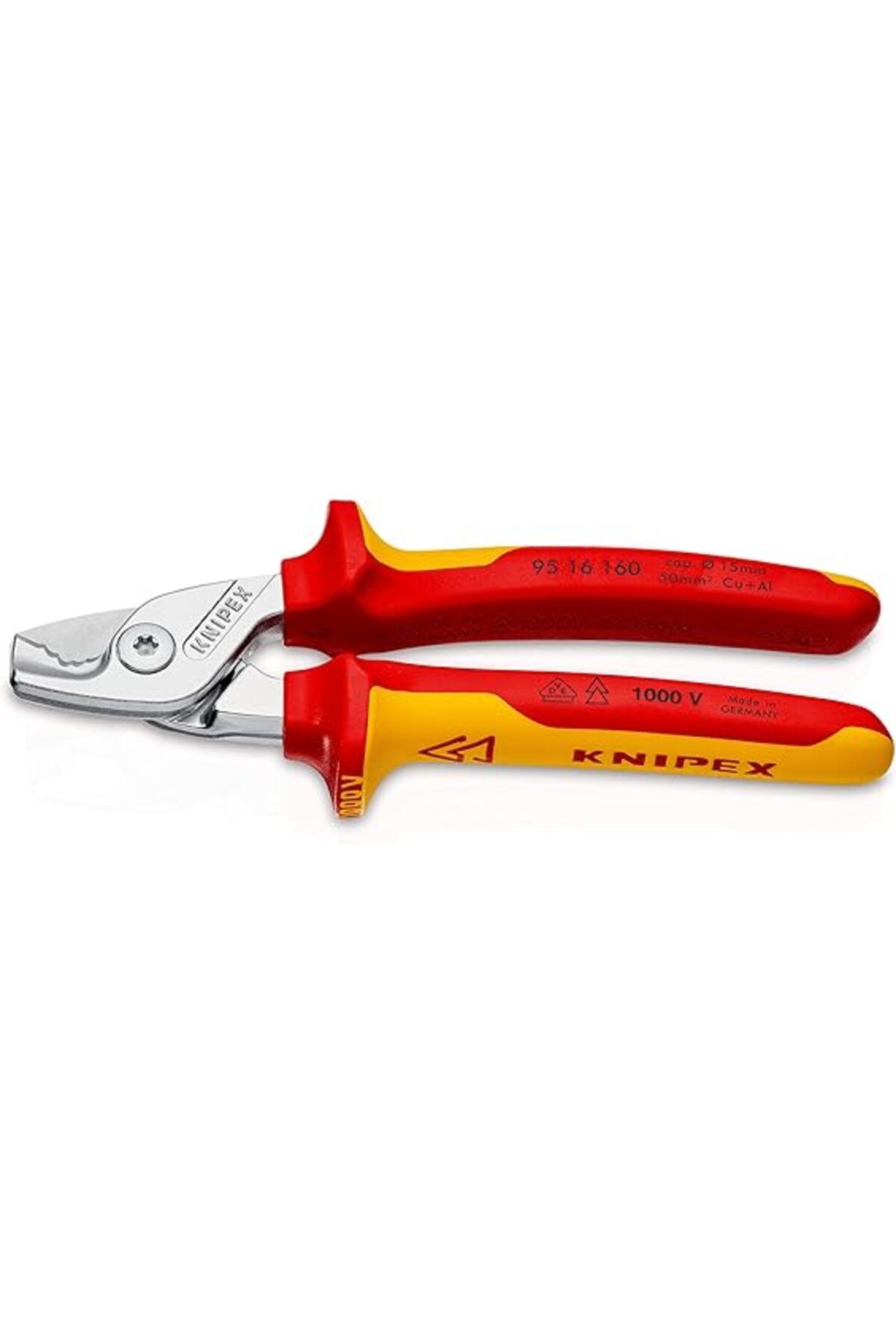 Pazarcan Knipex Stepcut Kablo Makası, Krom Kaplama, Çok Bileşenli Manşonlarla Izole Edilmiş, Vde Onaylı 160