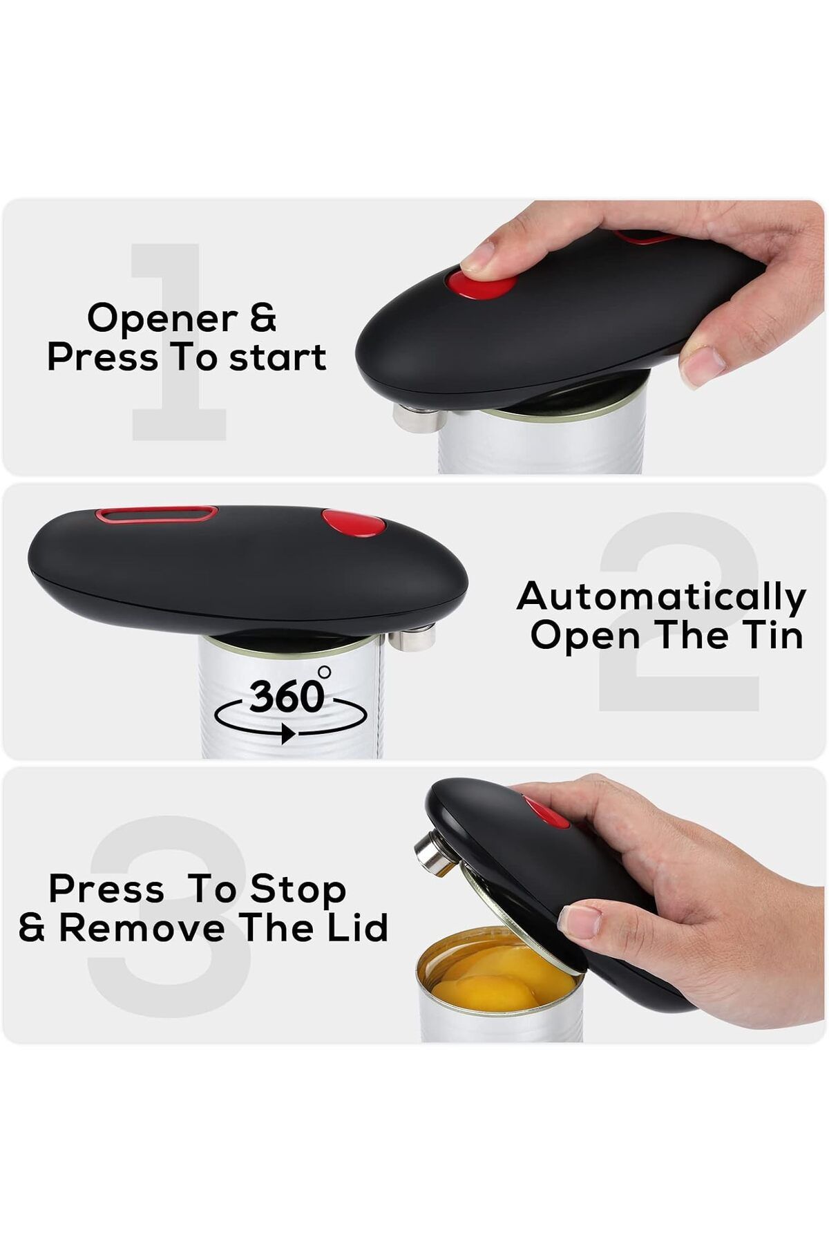COOYA-Electric Can Opener, Automatic with One-Touch On and Off, No-sharp Edge, Battery Operated 4