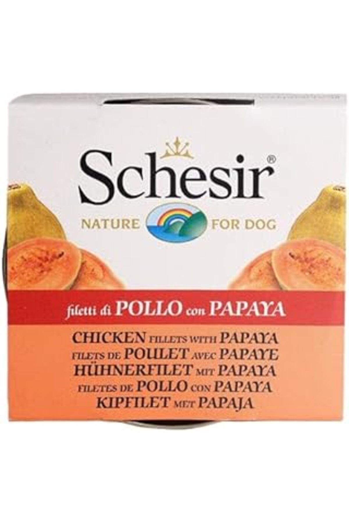 shop Schesir Yşkin Köpek Konsi 150 Gr Tavuk Etli + Papaya