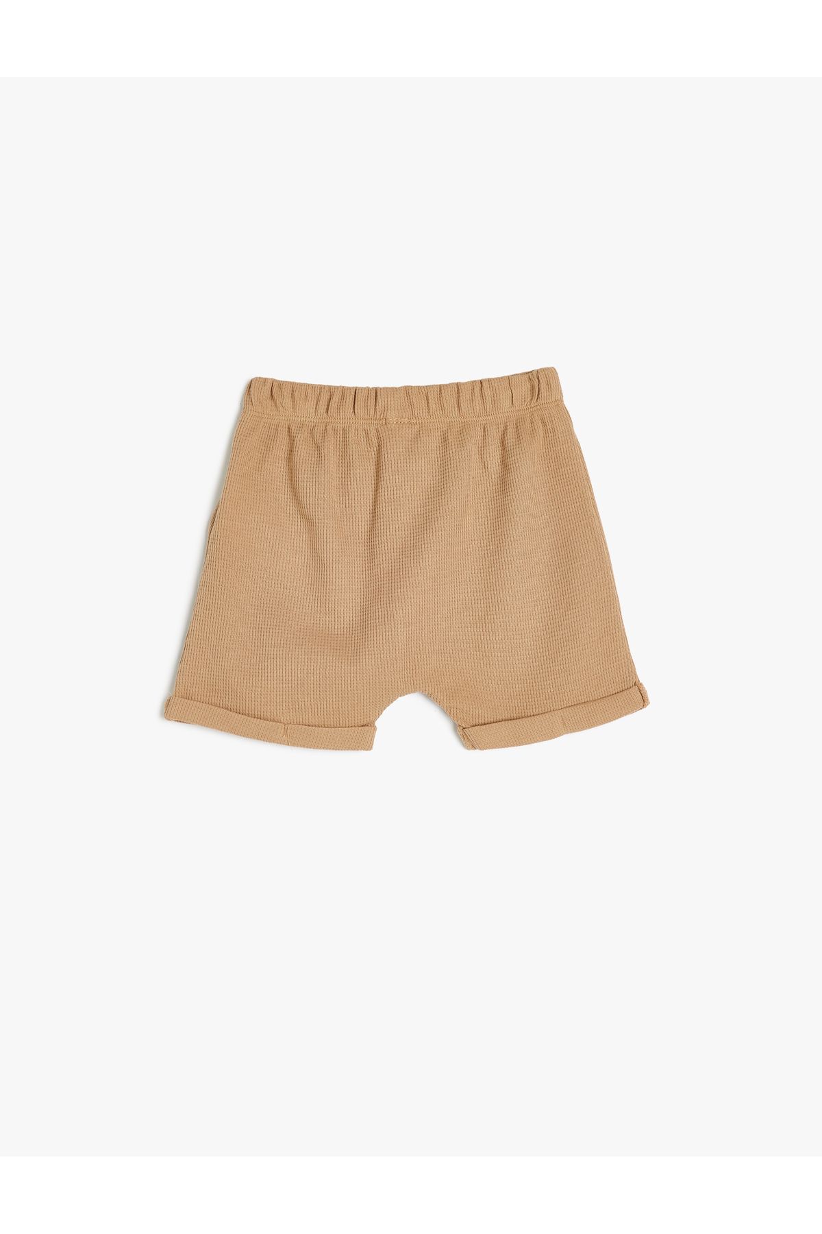 Koton-Elastic Waist Button Detailed Cotton Basic Shorts 2