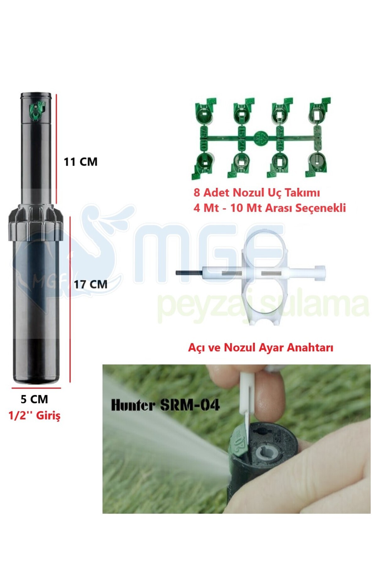 Arrosage Automatique Précis SRM-04 - Lot De 5 - Portée 4 à 9.4m Pour Petit Jardin Arroseur Hunter