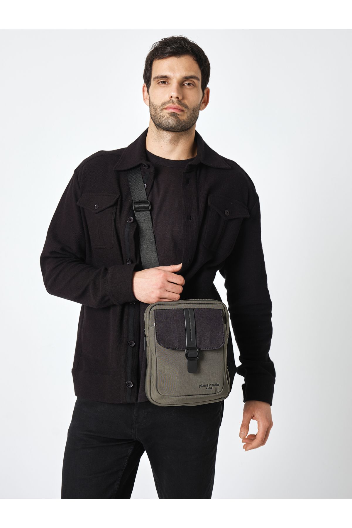 01PC00102 کیف مسنجر کیف شانه کراس بادی سبز Pierre Cardin