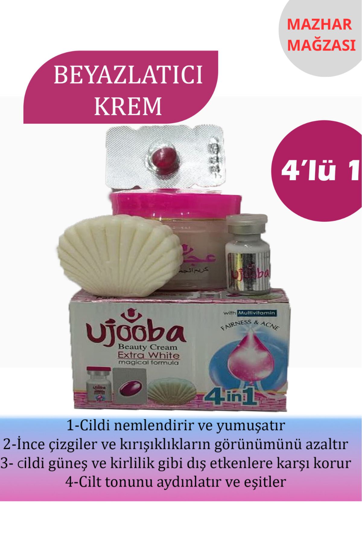 ujooba beauty cream BEYAZLATICI KREM (4'lü set )
