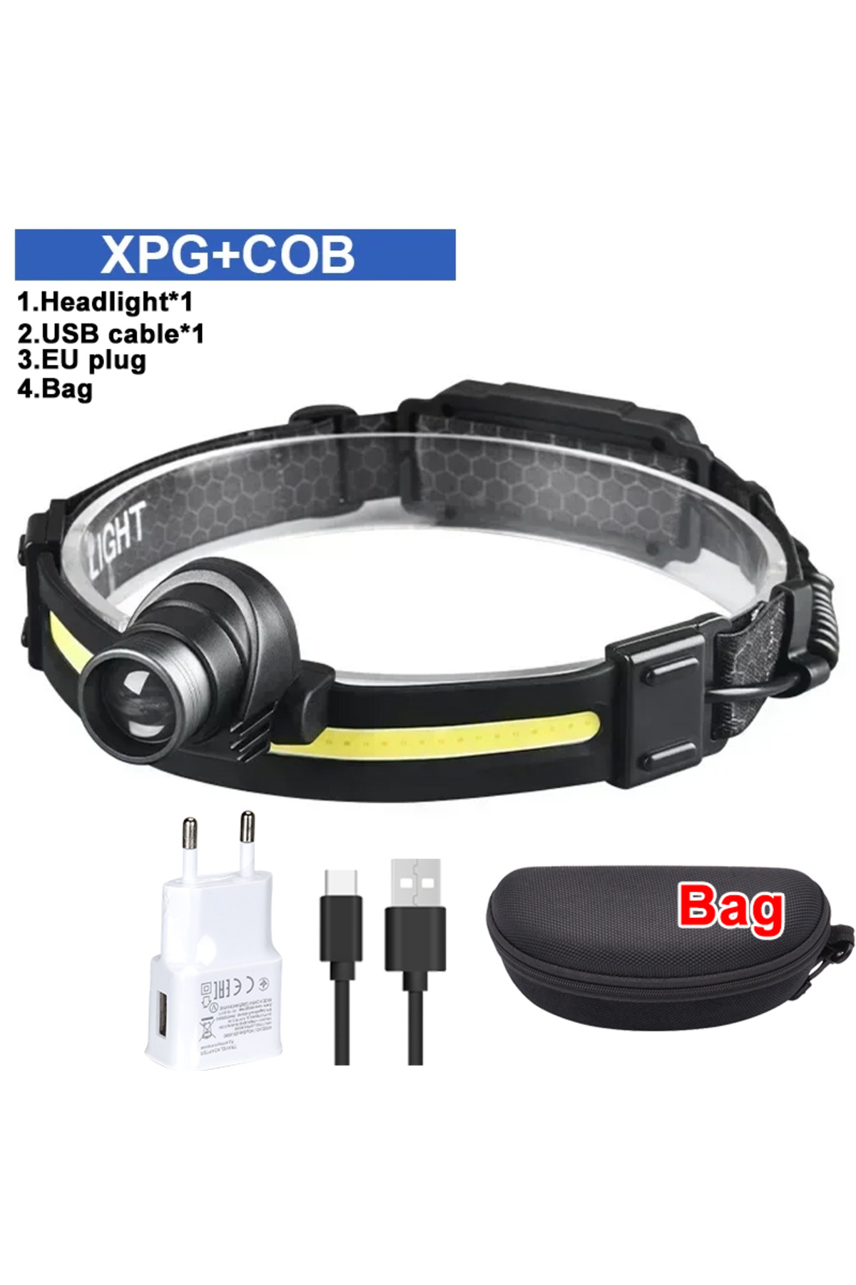 choice2-Affordable set Powerful LED Headlamp 7 Modes XPE+COB Sensor Headlight Head Torch Flashlight Head Lam 1