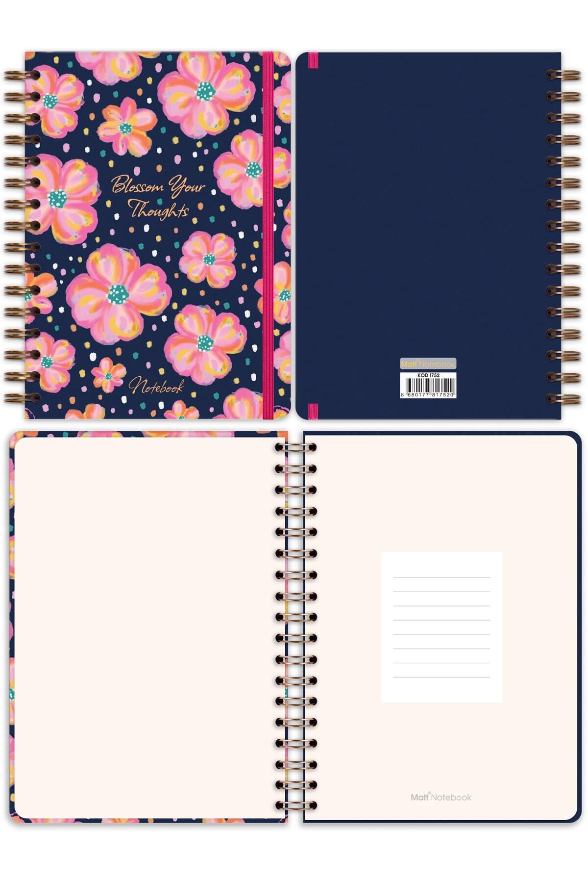 Matt Notebook-A5 15x21 سم دوامة مرنة عادي بدون خطوط مفكرة غير مؤرخة الزهور 6