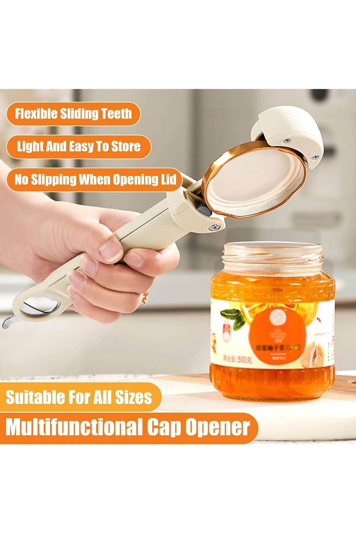 COOYA-Jar Opener Bottle Opener, Retractable Can Opener, Adjustable Stainless Steel Can Opener 2