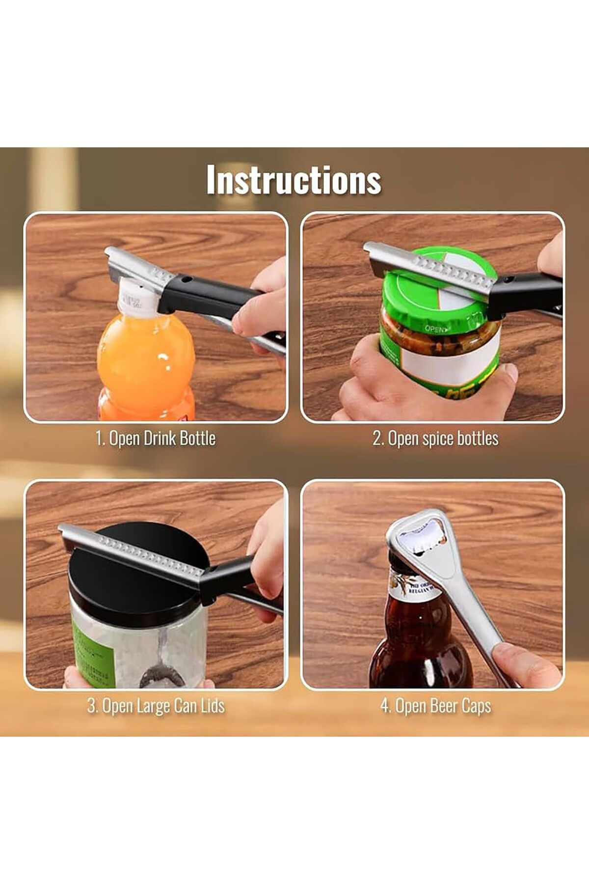 COOYA-2 Pack Adjustable Jar Opener for Weak Hands, 2 in 1 Adjustable Jar Opener Multi-function Can Opener 6