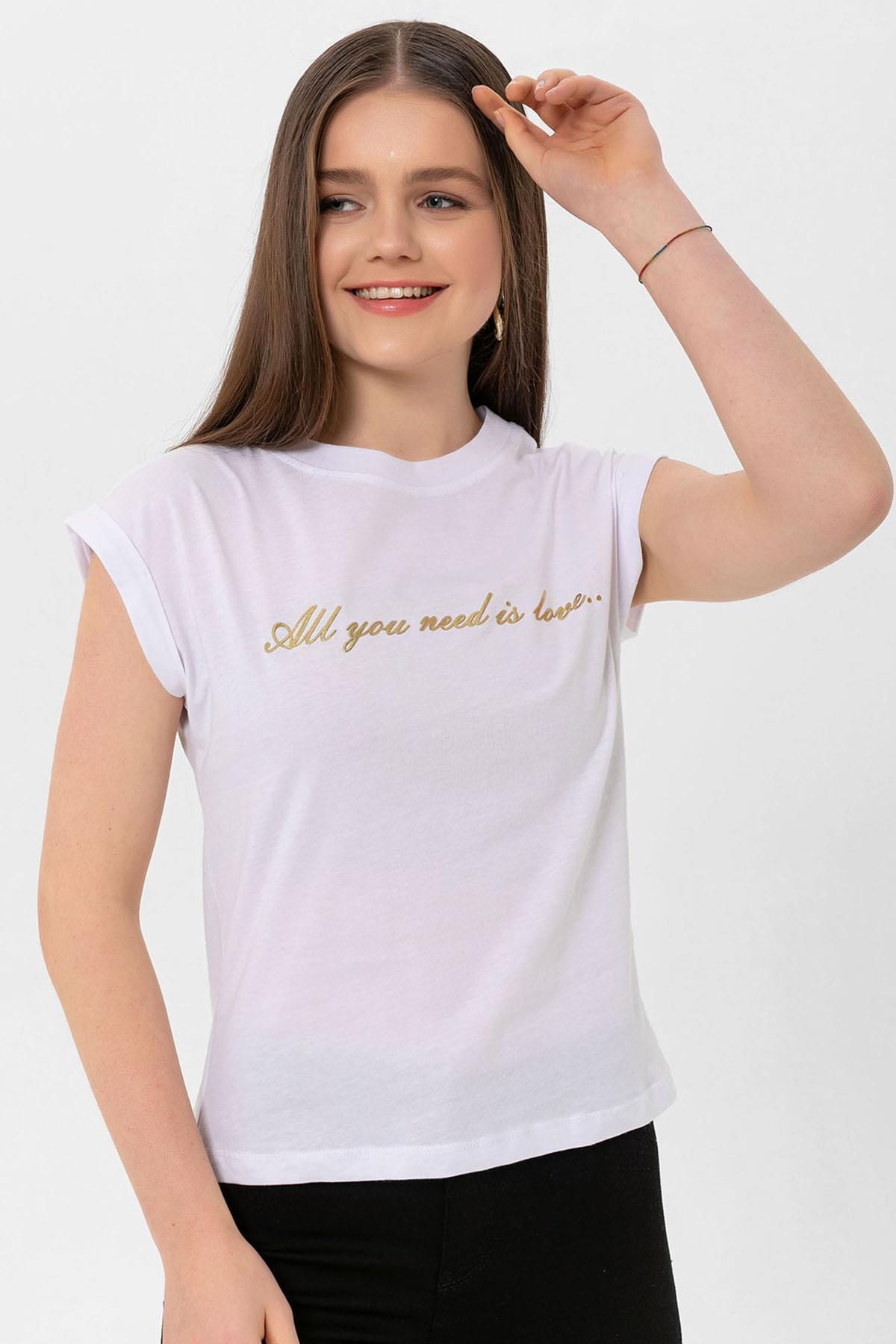 ŞİMAL-Tricou de damă cu text imprimat pe față 250032   - 2