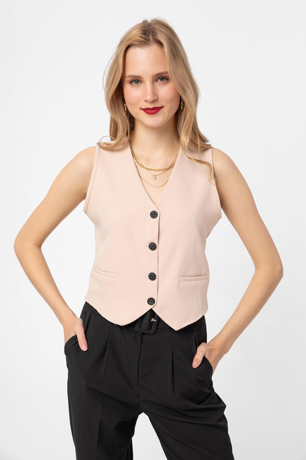 ŞİMAL-Women's Fabric Vest 250240   - 3
