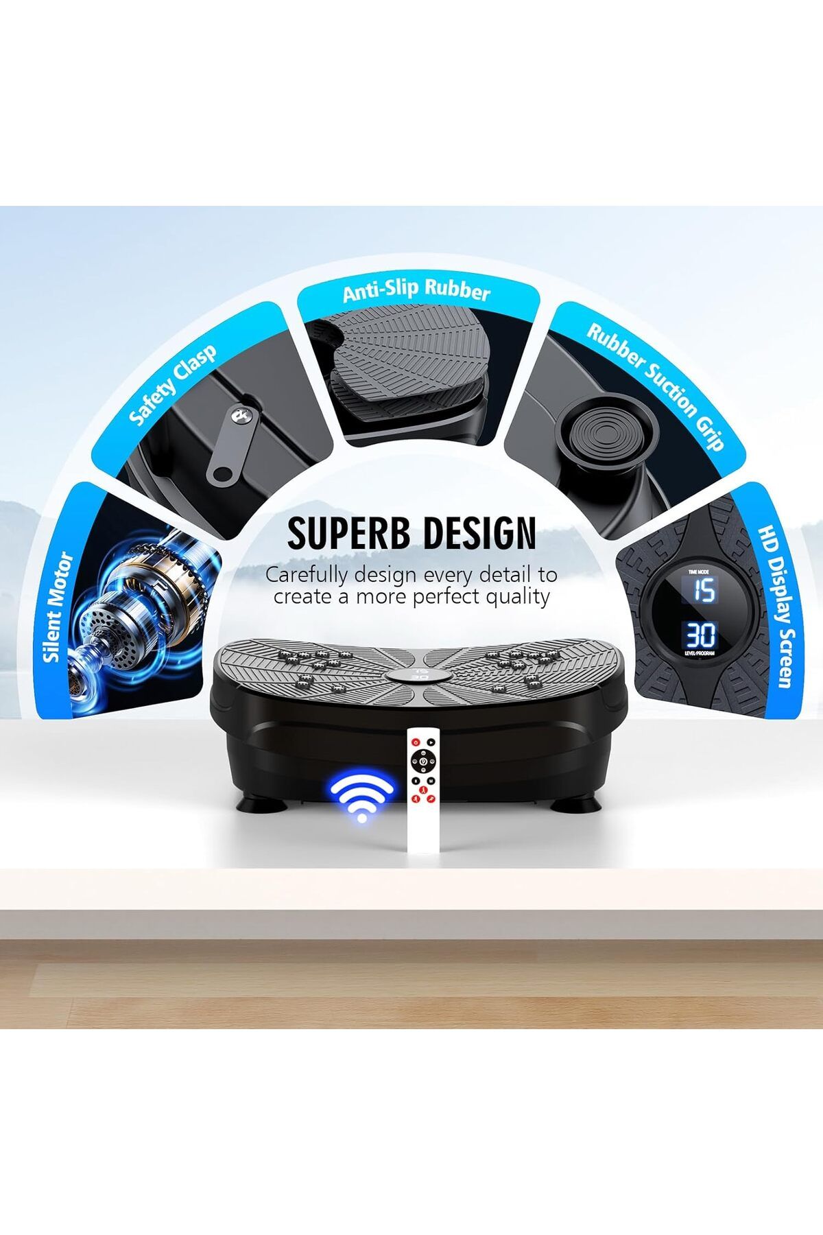 ETG-Vibration Plate Exercise Machine, Portable Full Body Vibration Platform for Lymphatic Drainage 5