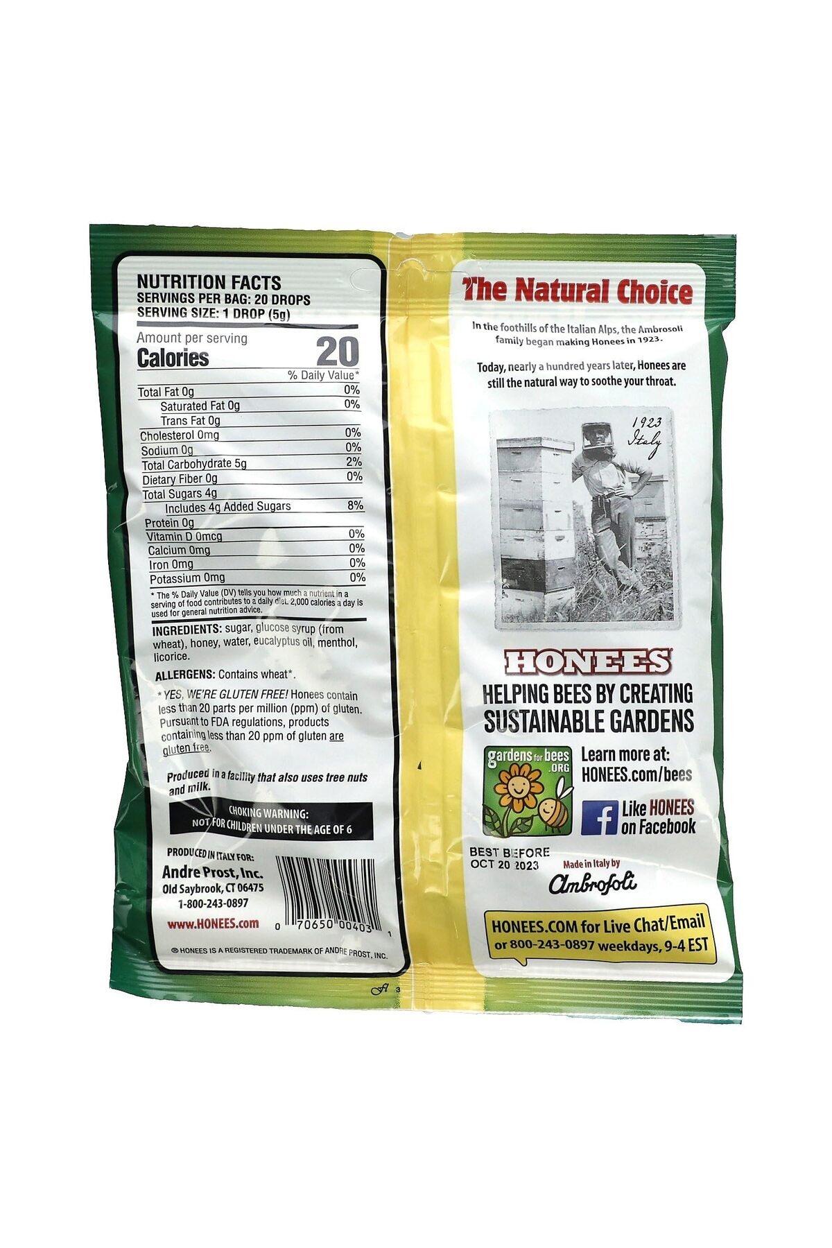 Honees-Honey Menthol Eucalyptus Cough Drops - Natural Sore Throat Relief, Non-GMO, Gluten-Free (20 Drops) 3