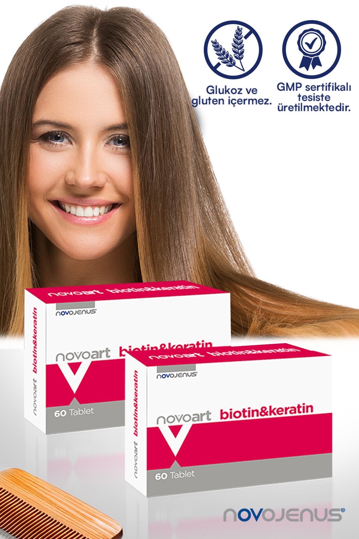 Novojenus Biotin & Keratin 2 Adet Zengin Içerikli Saç Ve Tırnak Vitamini Novojenus