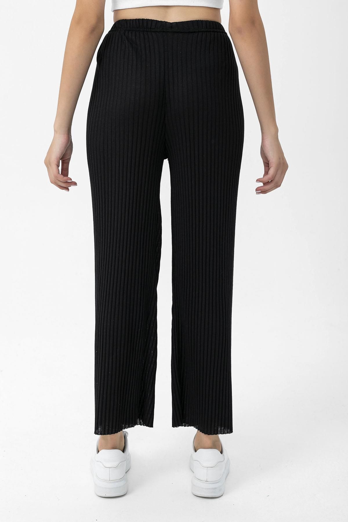 ŞİMAL-Pantaloni de damă cu talie elastică evazată 250200   - 5