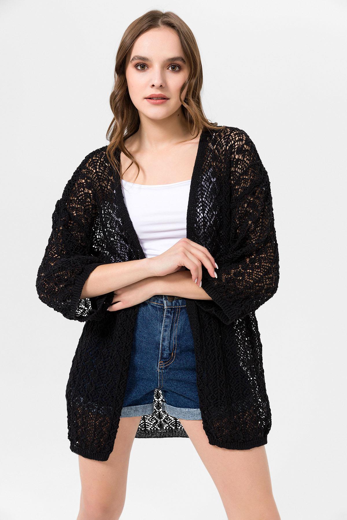 Şimal  Kadın Önü Açık Ince Örme Hırka 250345 - - Görsel 2