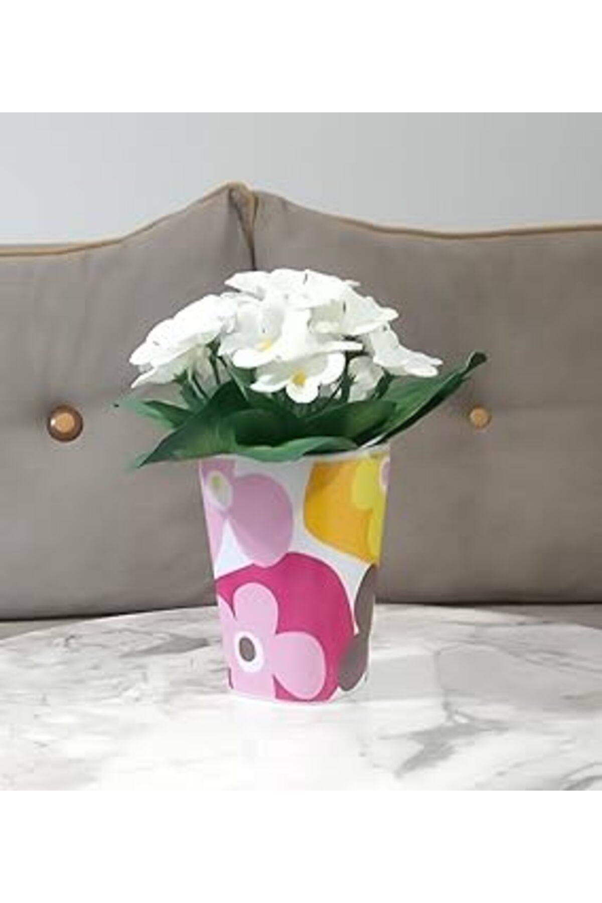 Pazarcan Vazo Dahil,vazo Dahil,vazoda Çiçek,beyaz Yapay Çiçek,vazo Dekoratif Kirmizi Papatya 7x7x16cm