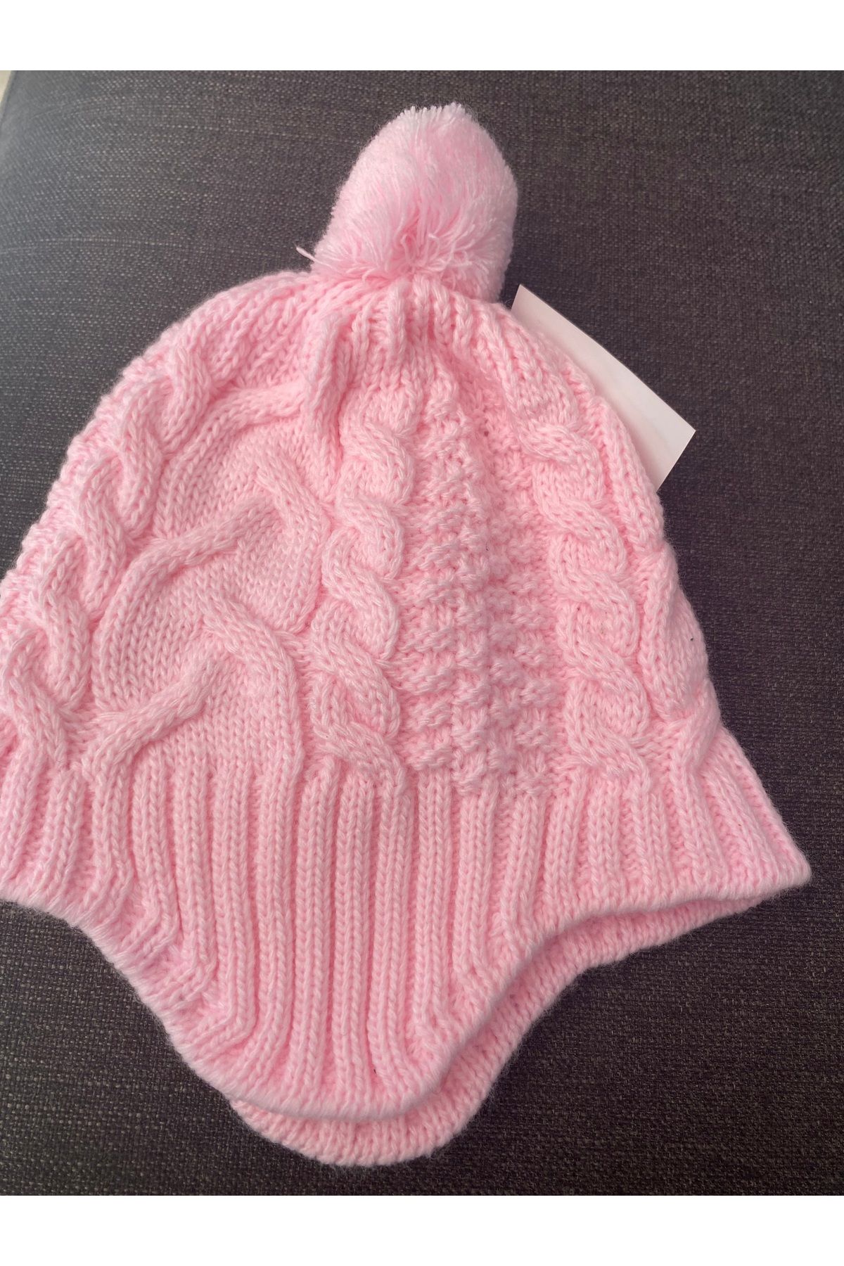 Tuğçe Denktaş-Headset Single Pompom Wide Hair Braided Child Beanie 2