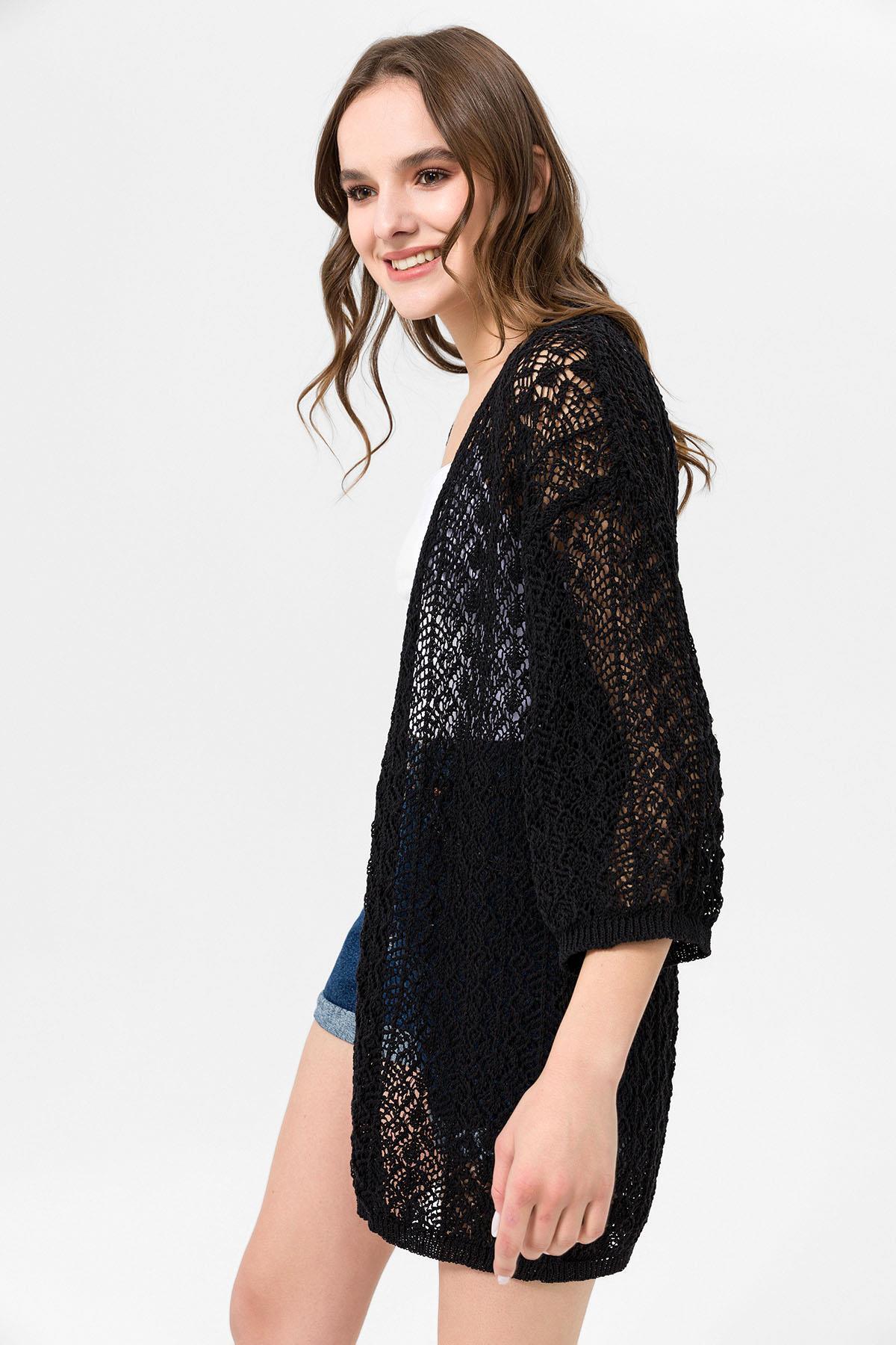 Şimal  Kadın Önü Açık Ince Örme Hırka 250345 - - Görsel 4