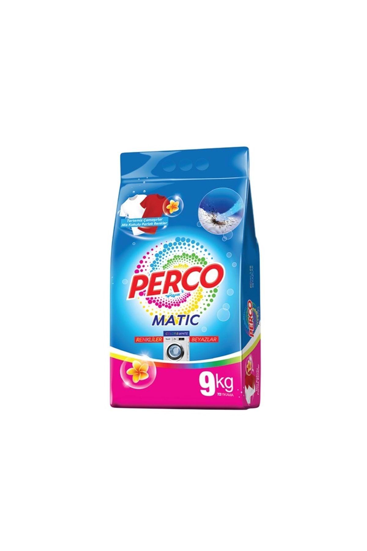 Perco Matik Toz Çamaşır Deterjanı 9KG Beyazlar ve Renkliler Tüm Çamaşırlar (72 Yıkama)