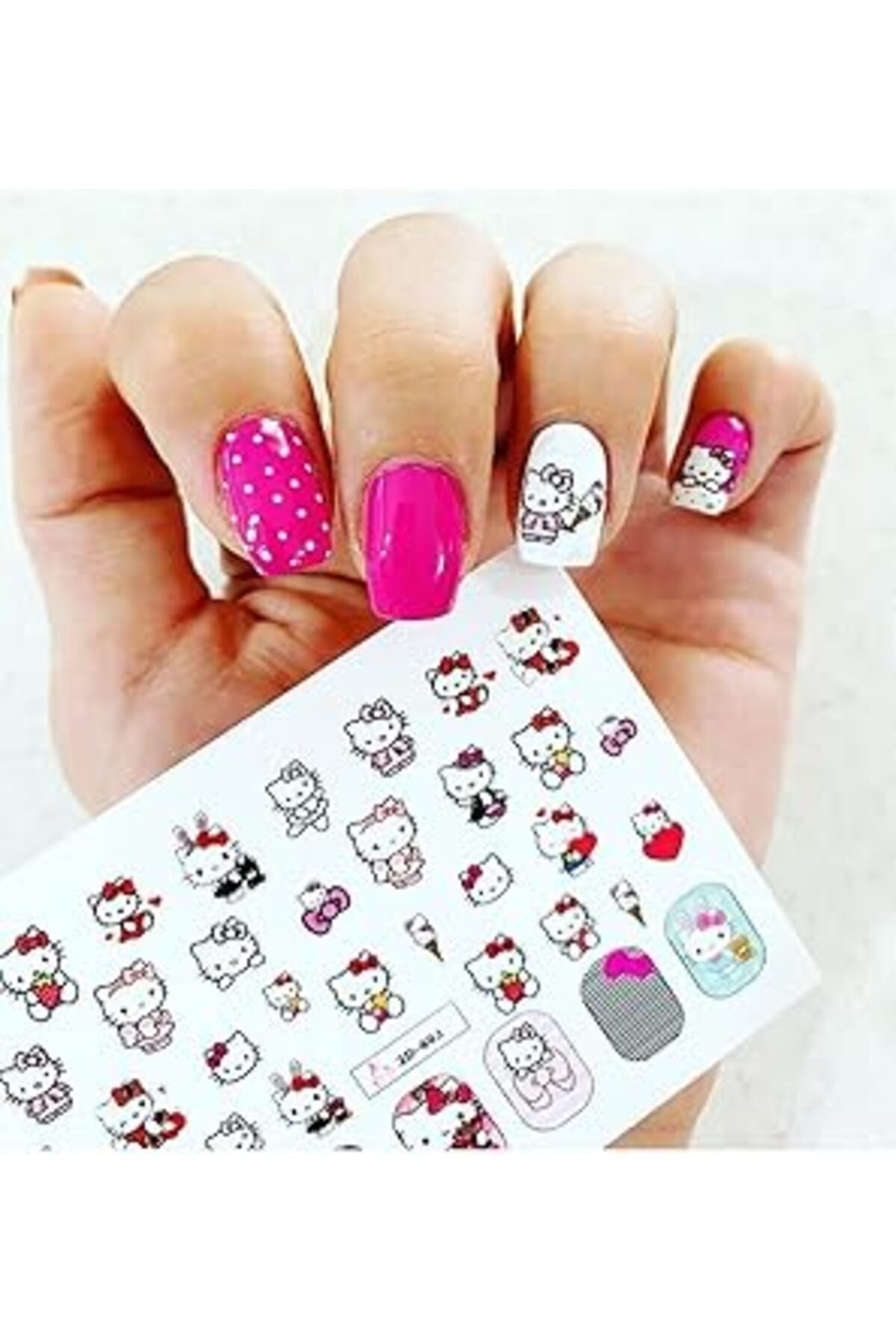 ebadi Kitty Desenli Tırnak Dövmesi Tırnak Tattoo Nail Art Tırnak Sticker Scanm406