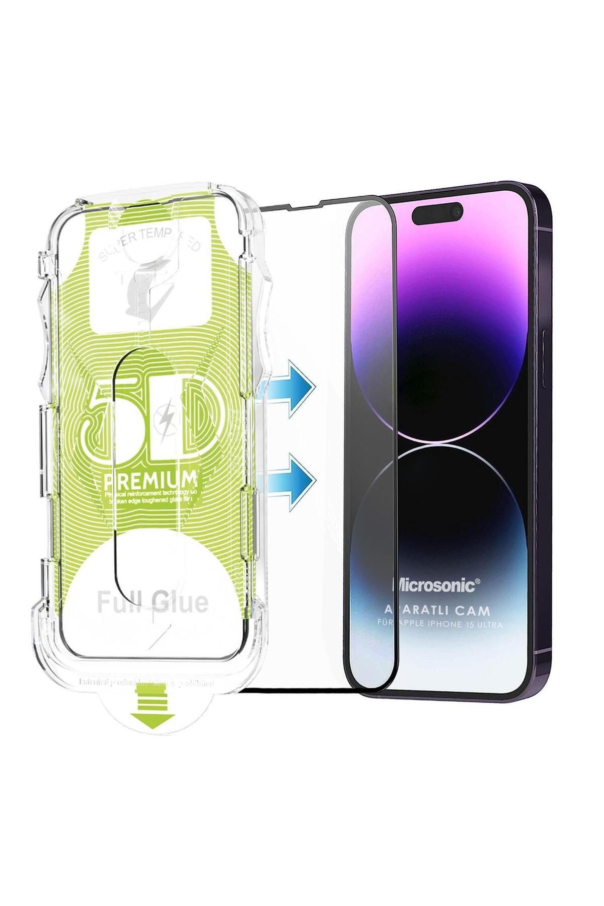 Microsonic iPhone 16 Pro Max Magic Uygulama Aparatlı Tam Kapatan Ekran Koruyucu Siyah