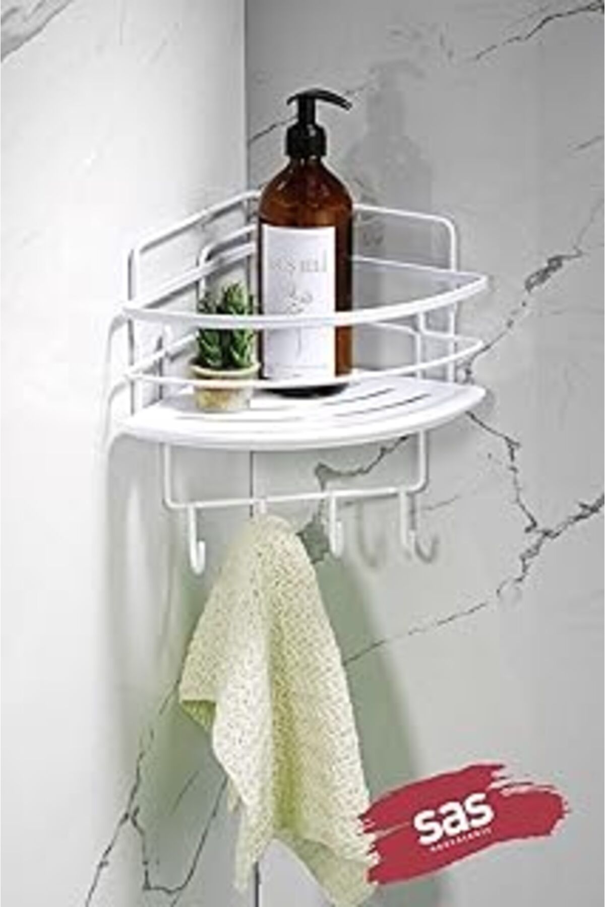 Hepta Collection Sas Haus Yapışkanlı Ömür Boyu Paslanmaz Kristal Ayarlanabilir Raf Banyo Düzenleyici Şampuanlık Lk-0