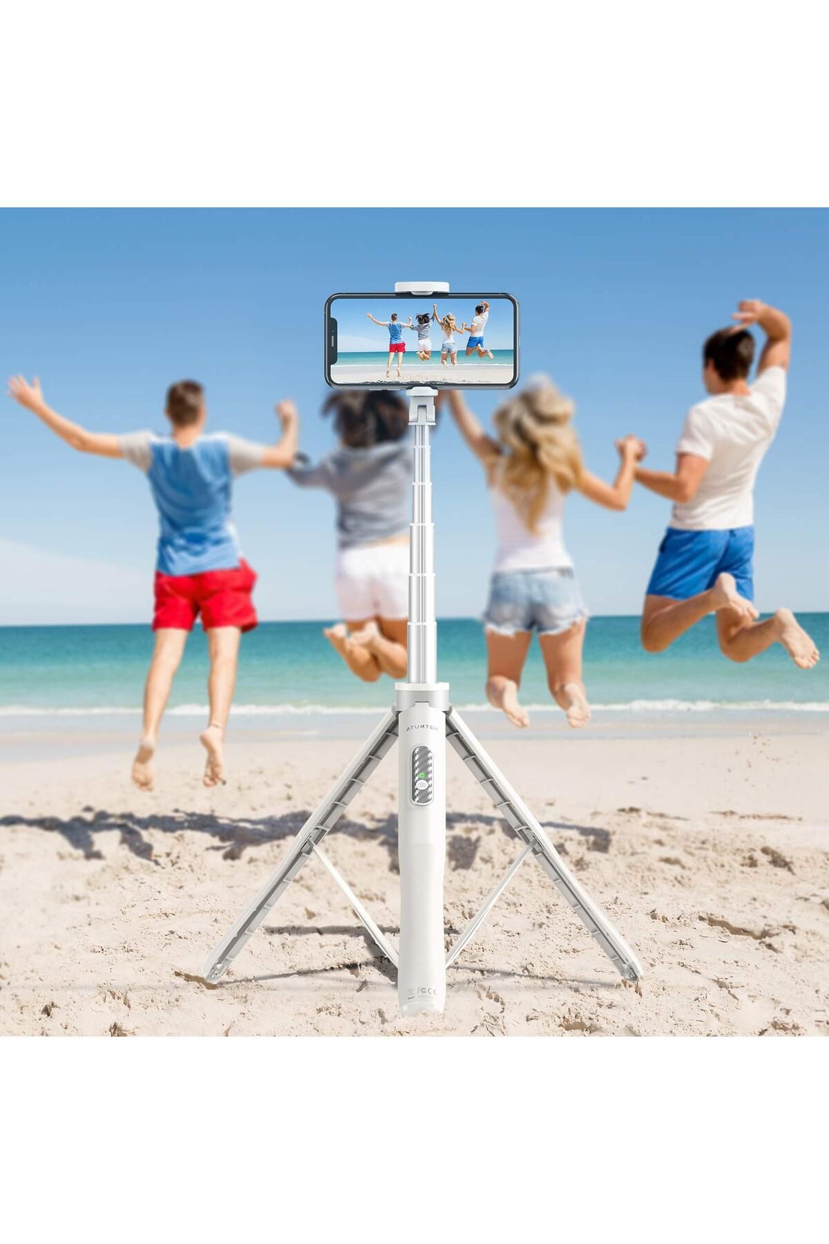 ATUMTEK-51 Selfie Stick Tripod, Extendable with Bluetooth Remote, 360° Rotation for iPhone & Android, White 9